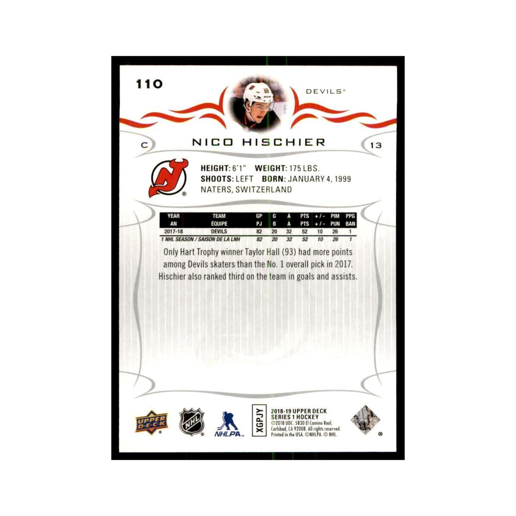 Nico Hischier 2018 Upper Deck #110 Hockey Cards Hockey Card NM
