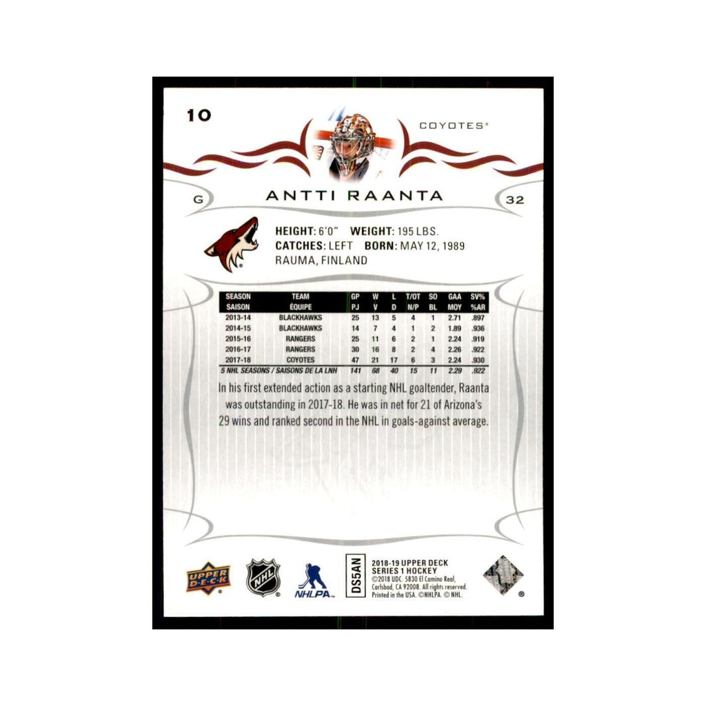 Antti Raanta 2018 Upper Deck #10 Hockey Cards Hockey Card NM
