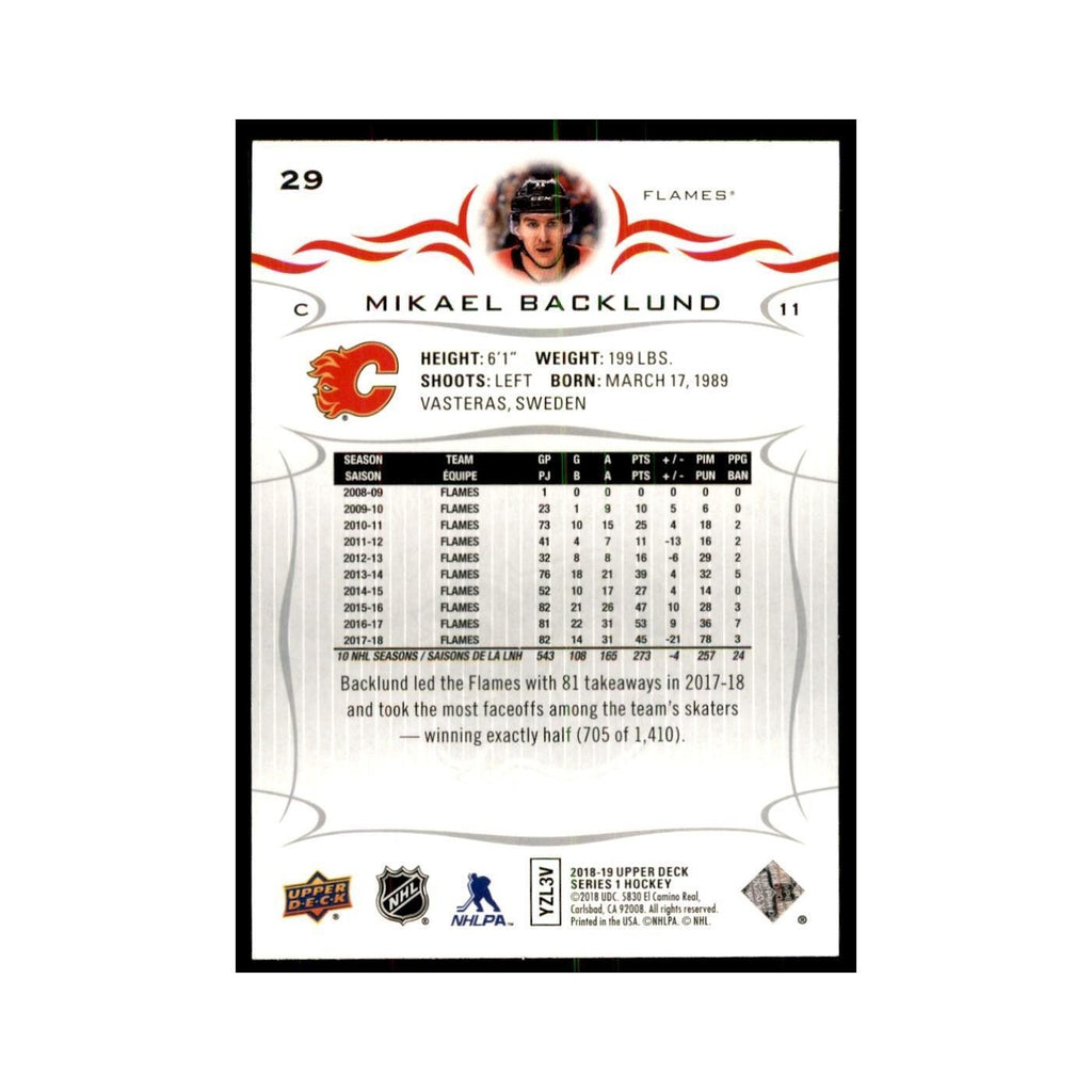 Mikael Backlund 2018 Upper Deck #29 Hockey Cards Hockey Card NM