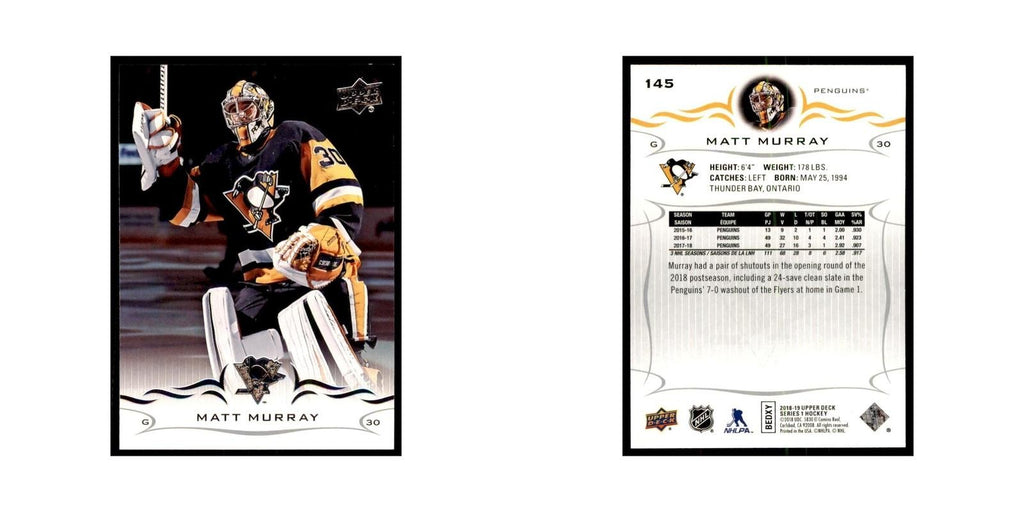 Matt Murray 2018 Upper Deck #145 Hockey Cards Hockey Card NM