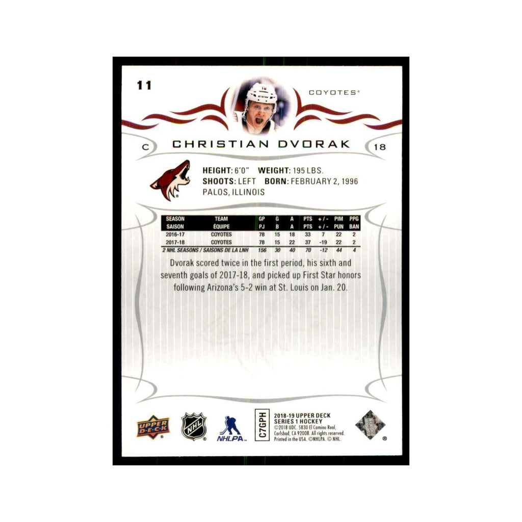 Christian Dvorak 2018 Upper Deck #11 Hockey Cards Hockey Card NM