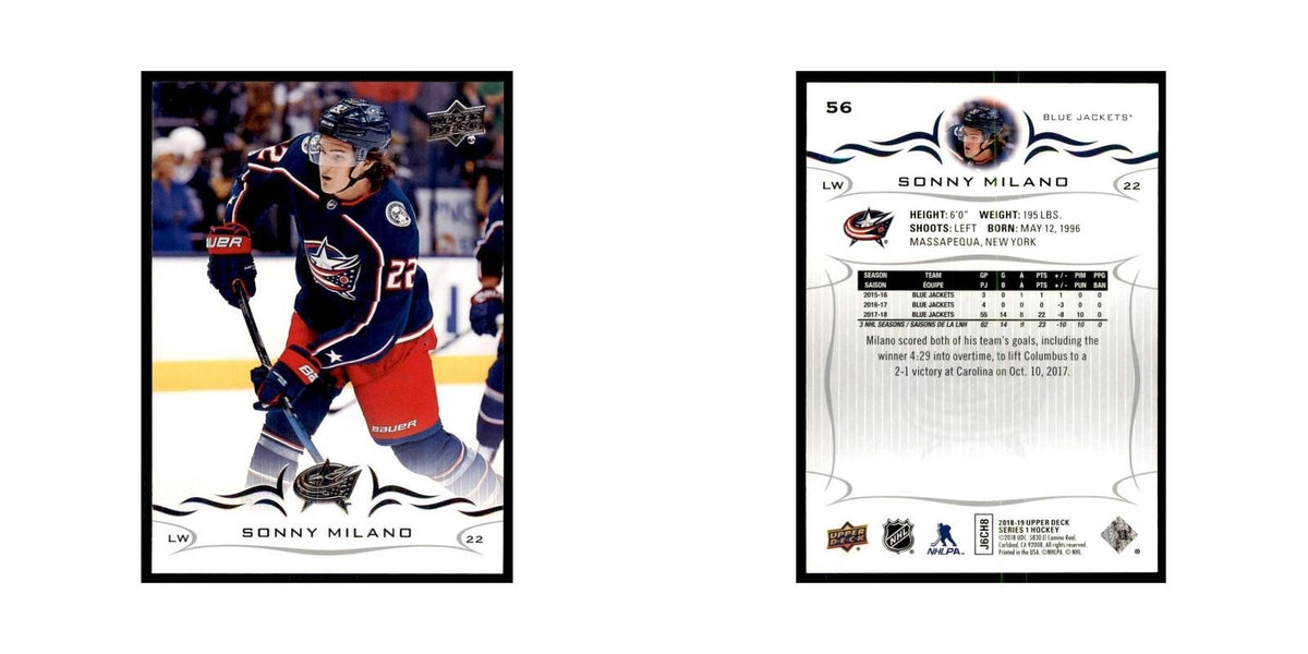 Sonny Milano 2018 Upper Deck #56 Hockey Cards Hockey Card NM