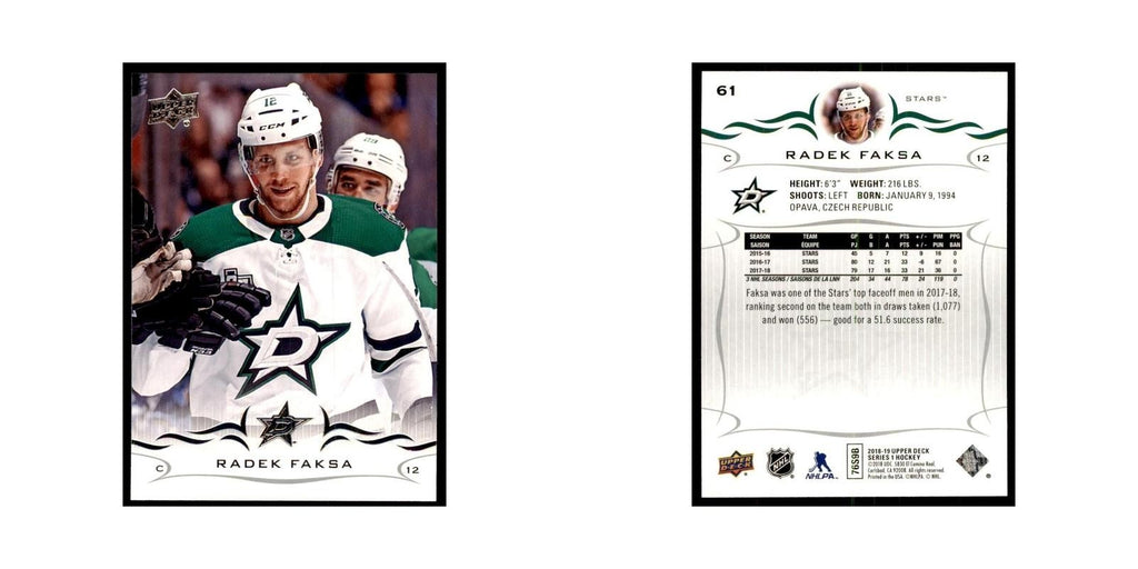 Radek Faksa 2018 Upper Deck #61 Hockey Cards Hockey Card NM