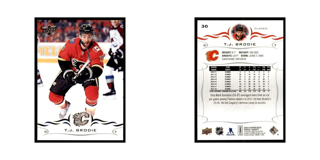 T.J. Brodie 2018 Upper Deck #30 Hockey Cards Hockey Card NM
