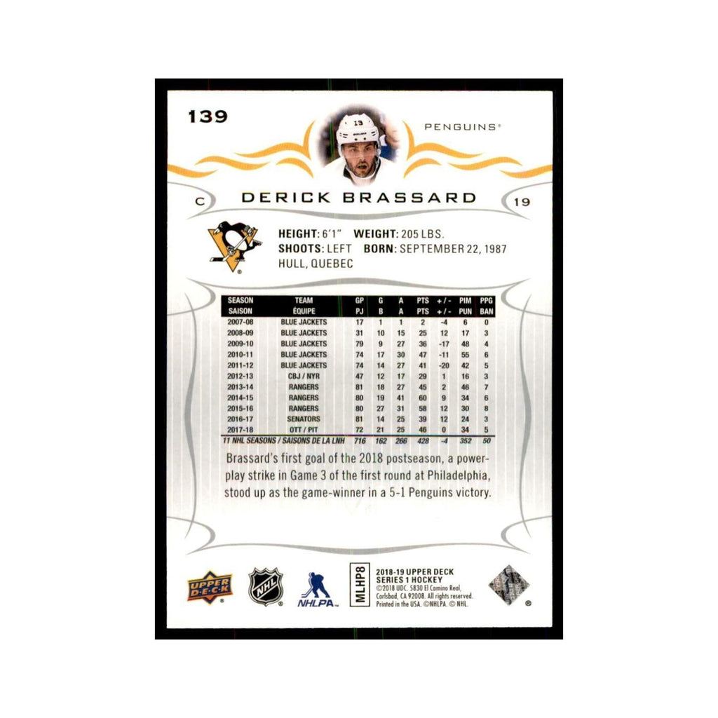 Derick Brassard 2018 Upper Deck #139 Hockey Cards Hockey Card NM