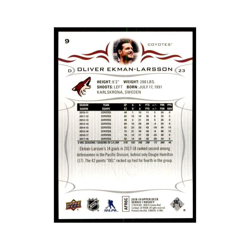 Oliver Ekman-Larsson 2018 Upper Deck #9 Hockey Cards Hockey Card NM