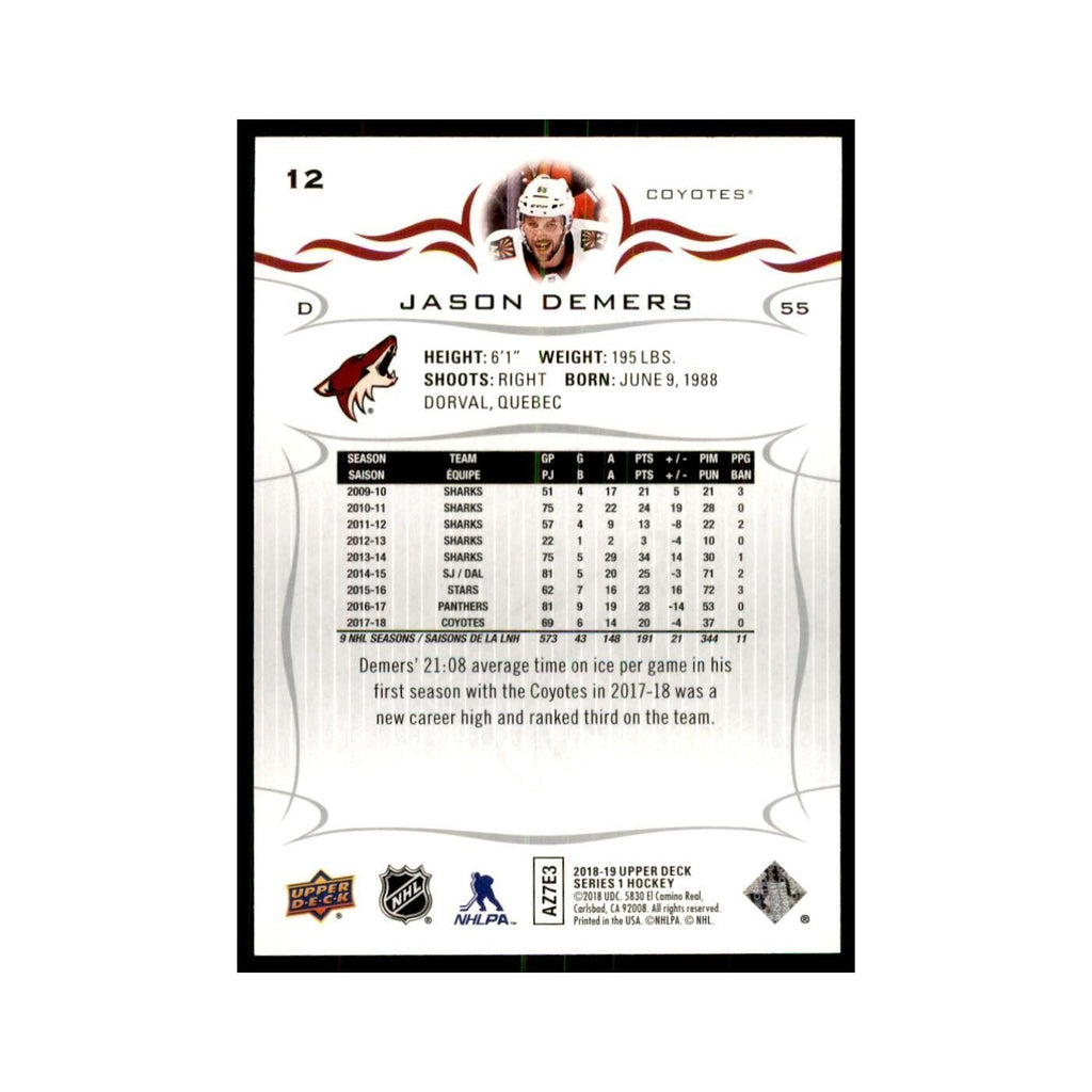 Jason Demers 2018 Upper Deck #12 Hockey Cards Hockey Card NM