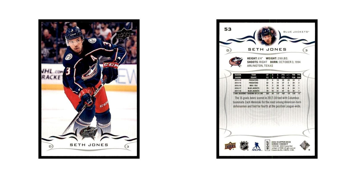 Seth Jones 2018 Upper Deck #53 Hockey Cards Hockey Card NM