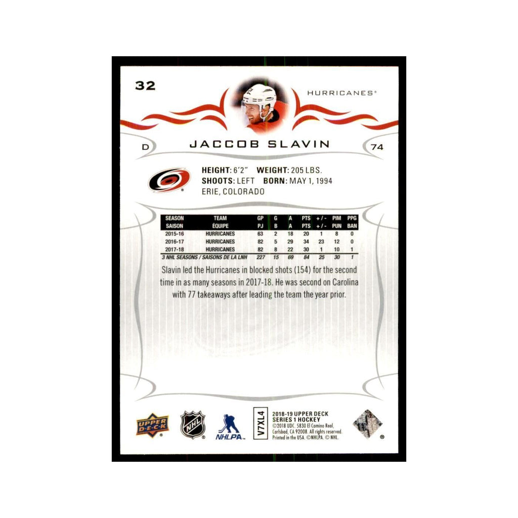 Jaccob Slavin 2018 Upper Deck #32 Hockey Cards Hockey Card NM