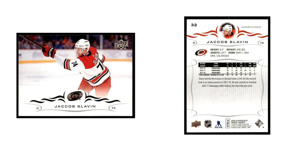 Jaccob Slavin 2018 Upper Deck #32 Hockey Cards Hockey Card NM