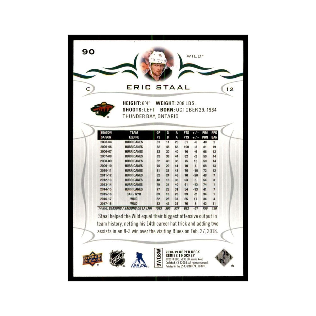 Eric Staal 2018 Upper Deck #90 Hockey Cards Hockey Card NM
