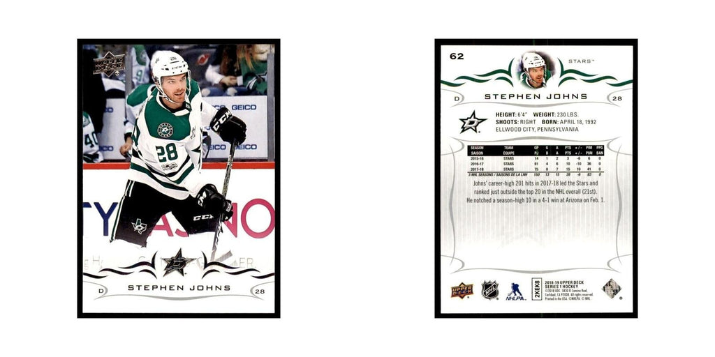 Stephen Johns 2018 Upper Deck #62 Hockey Cards Hockey Card NM