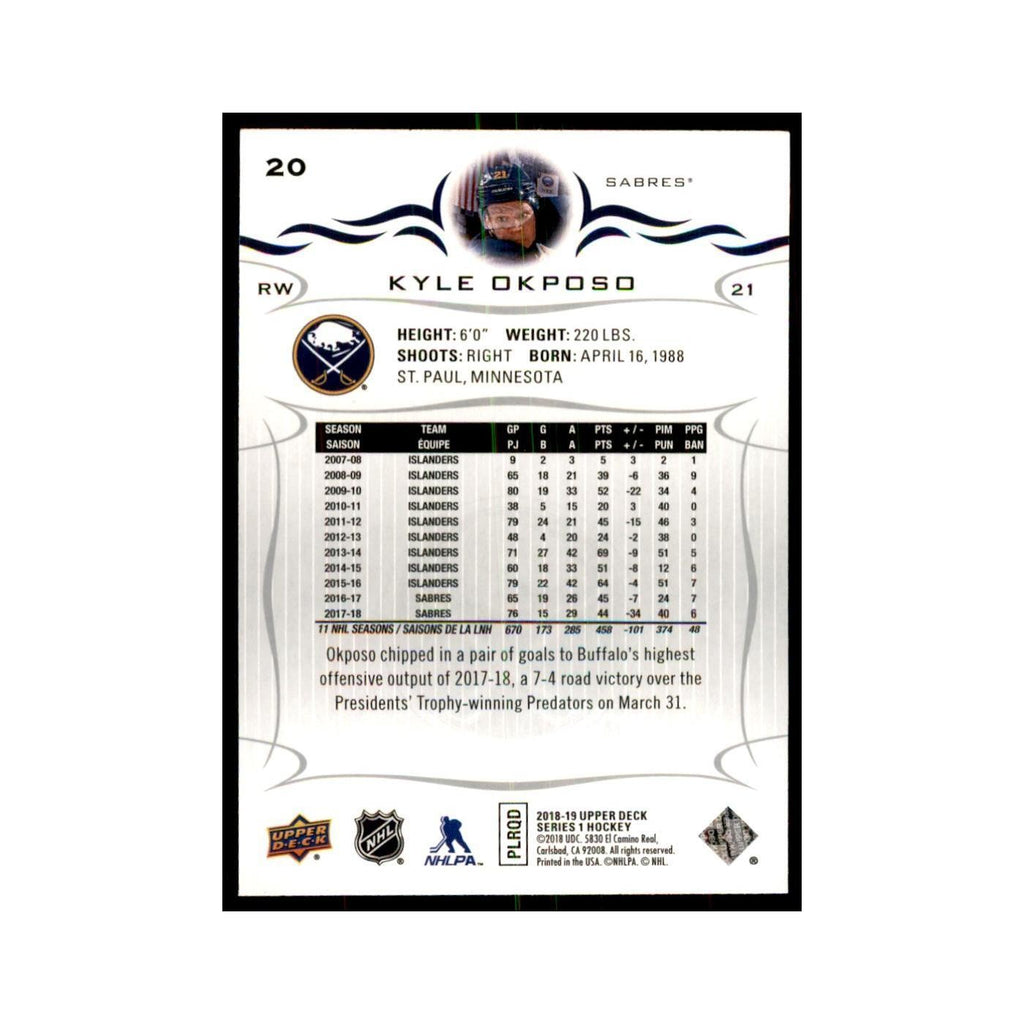 Kyle Okposo 2018 Upper Deck #20 Hockey Cards Hockey Card NM
