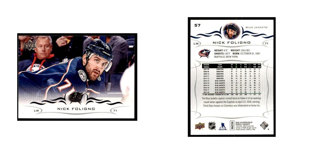 Nick Foligno 2018 Upper Deck #57 Hockey Cards Hockey Card NM