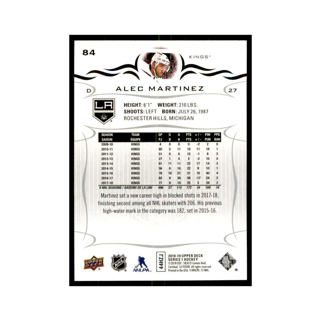 Alec Martinez 2018 Upper Deck #84 Hockey Cards Hockey Card NM