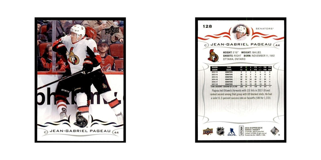 Jean-Gabriel Pageau 2018 Upper Deck #128 Hockey Cards Hockey Card NM