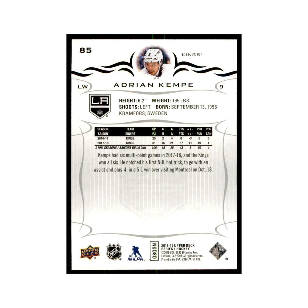 Adrian Kempe 2018 Upper Deck #85 Hockey Cards Hockey Card NM