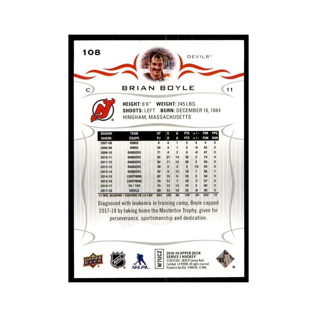 Brian Boyle 2018 Upper Deck #108 Hockey Cards Hockey Card NM