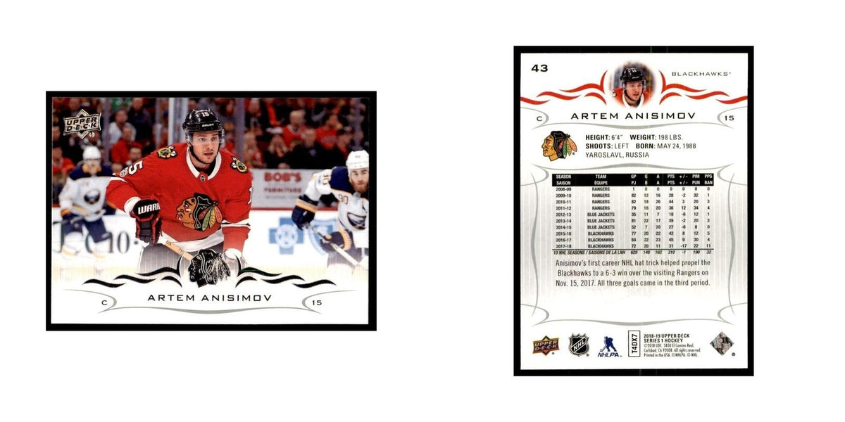 Artem Anisimov 2018 Upper Deck #43 Hockey Cards Hockey Card NM