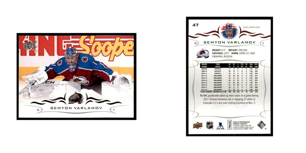Semyon Varlamov 2018 Upper Deck #47 Hockey Cards Hockey Card NM