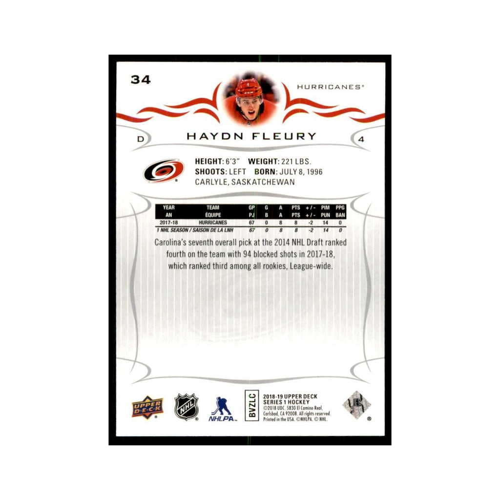 Haydn Fleury 2018 Upper Deck #34 Hockey Cards Hockey Card NM