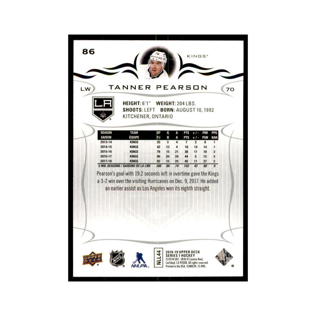 Tanner Pearson 2018 Upper Deck #86 Hockey Cards Hockey Card NM