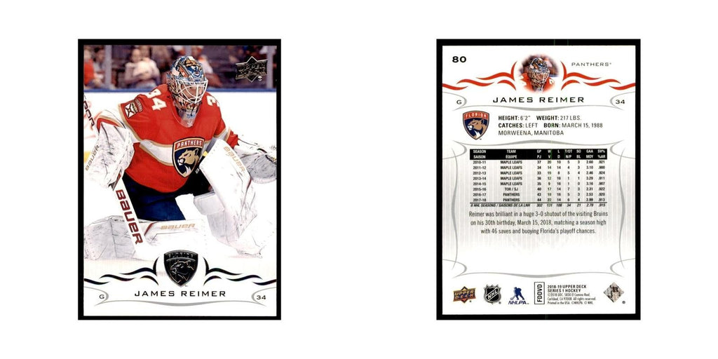 James Reimer 2018 Upper Deck #80 Hockey Cards Hockey Card NM
