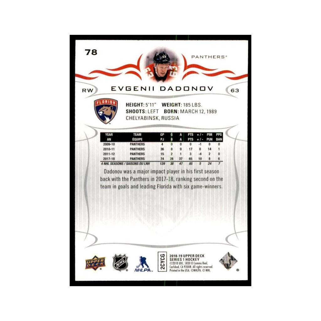 Evgenii Dadonov 2018 Upper Deck #78 Hockey Cards Hockey Card NM