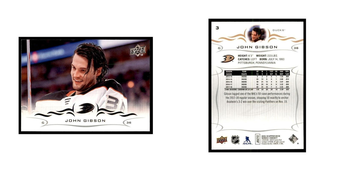 John Gibson 2018 Upper Deck #3 Hockey Cards Hockey Card NM