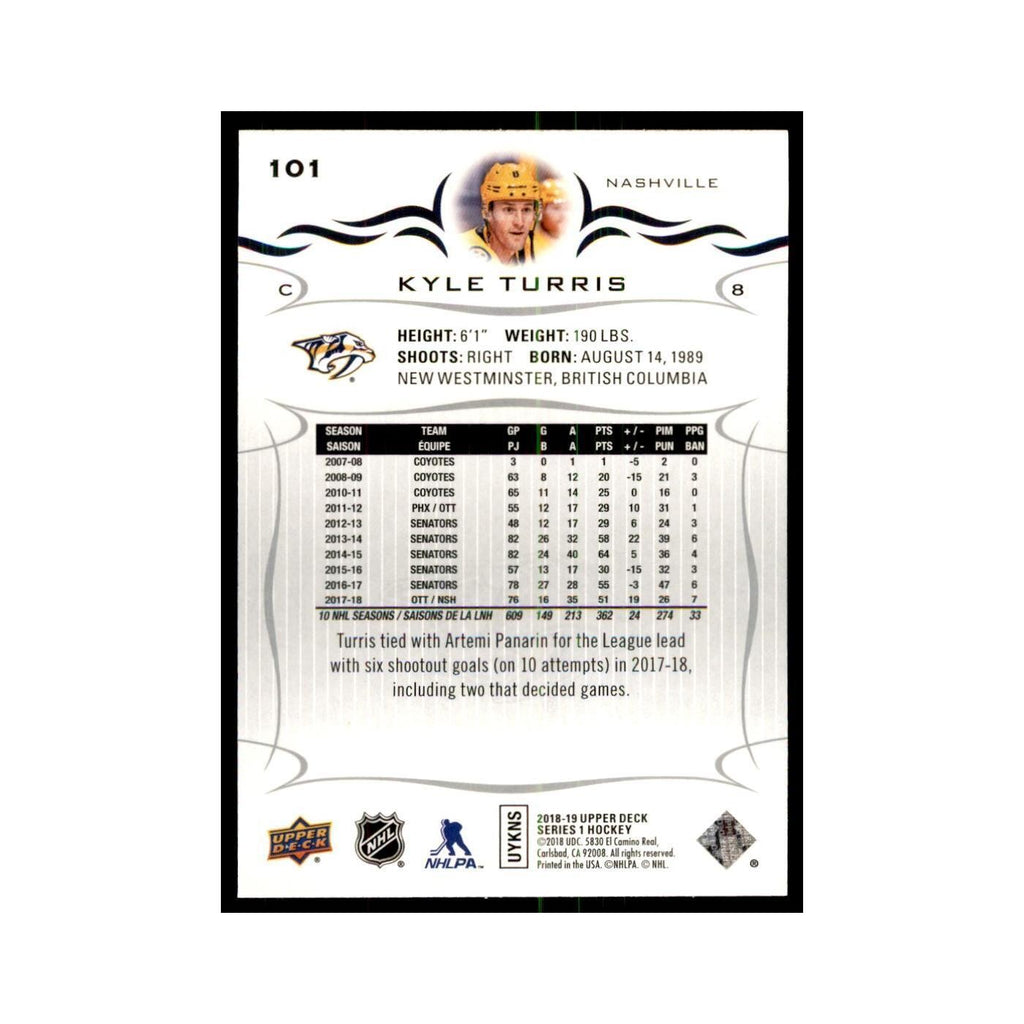 Kyle Turris 2018 Upper Deck #101 Hockey Cards Hockey Card NM