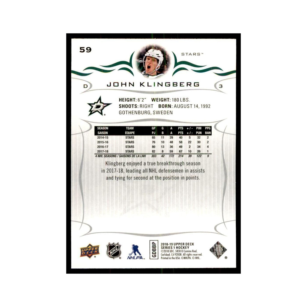 John Klingberg 2018 Upper Deck #59 Hockey Cards Hockey Card NM