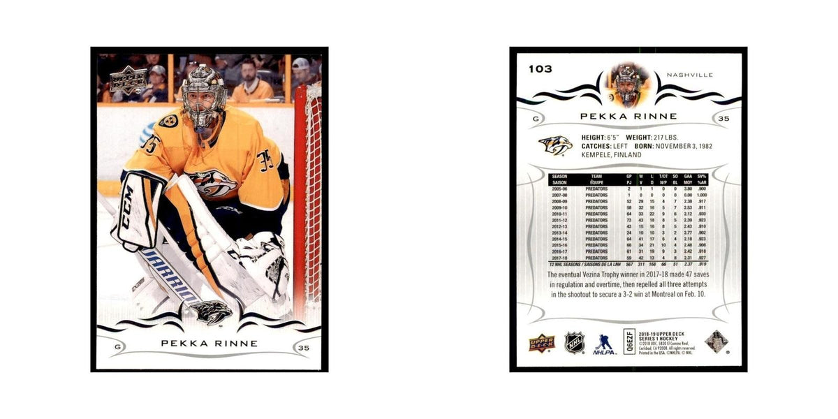 Pekka Rinne 2018 Upper Deck #103 Hockey Cards Hockey Card NM