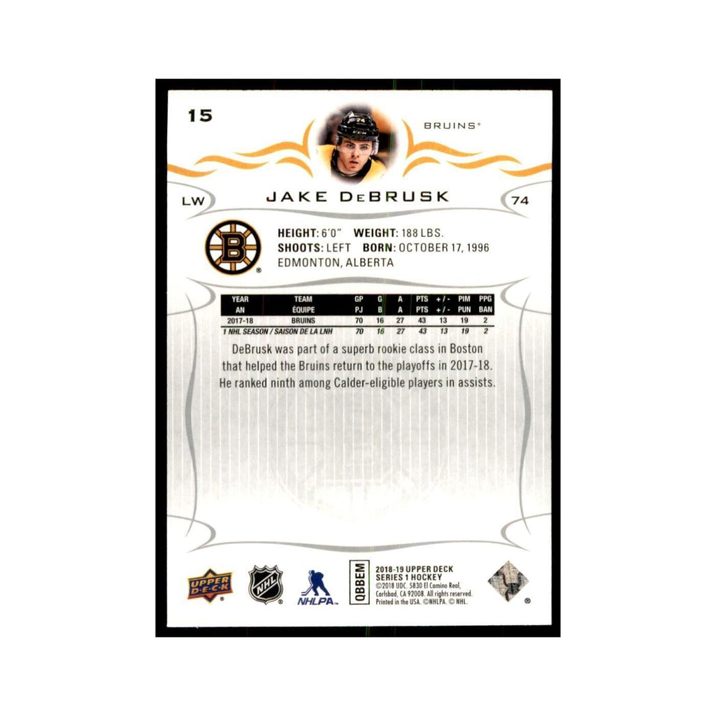Jake DeBrusk 2018 Upper Deck #15 Hockey Cards Hockey Card NM