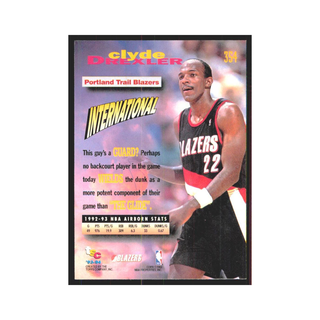 Clyde Drexler 1993 Stadium Club #354 Portland Trail Blazers Basketball Card NM