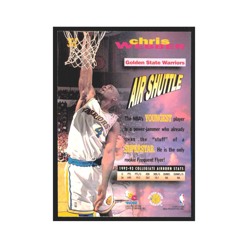 Chris Webber 1993 Stadium Club #348 Golden State Warriors Basketball Card NM