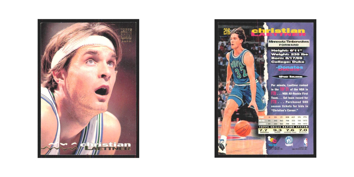 Christian Laettner 1993 Stadium Club #216 Minnesota Timberwolves NM