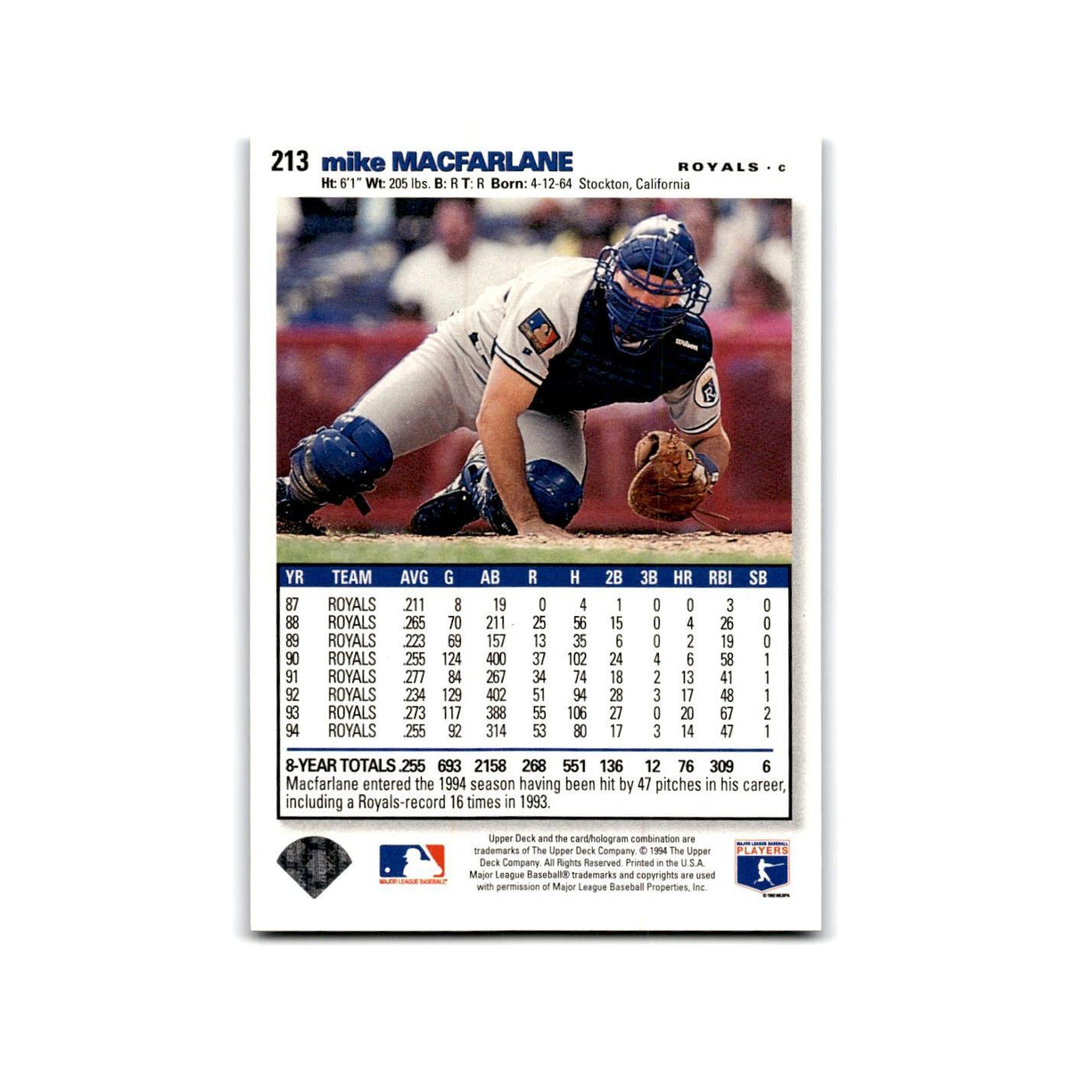 Mike Macfarlane 1995 Collector's Choice SE #213 Kansas City Royals NM