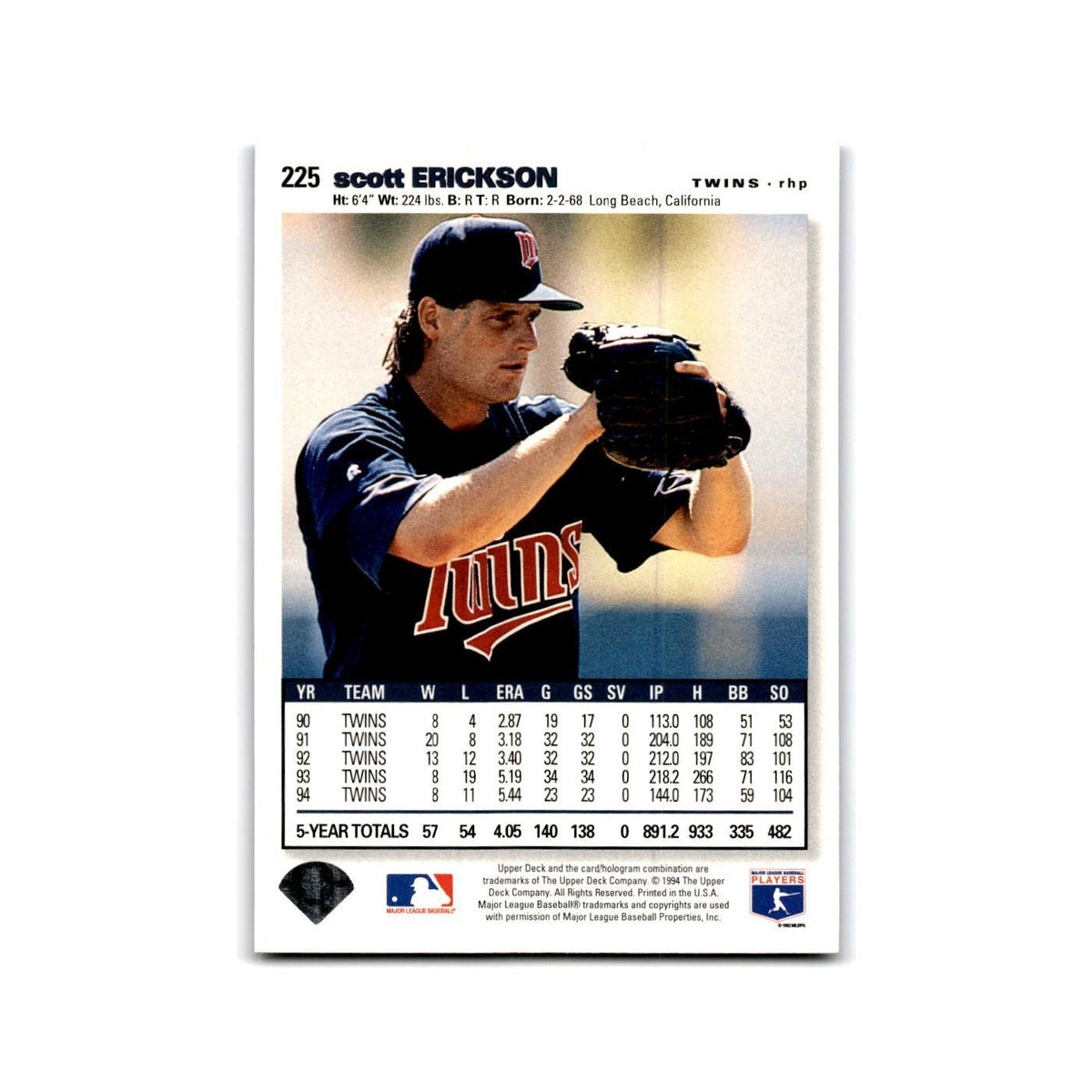 Scott Erickson 1995 Collector's Choice SE #225 Minnesota Twins Baseball Card NM