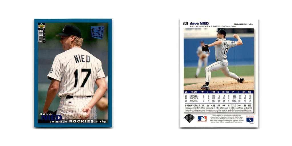 Dave Neid 1995 Collector's Choice SE #208 Colorado Rockies Baseball Card NM