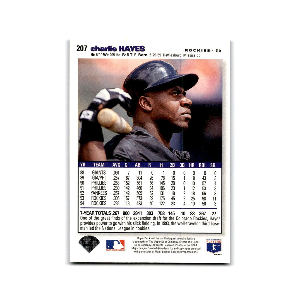 Charlie Hayes 1995 Collector's Choice SE #207 Colorado Rockies Baseball Card NM
