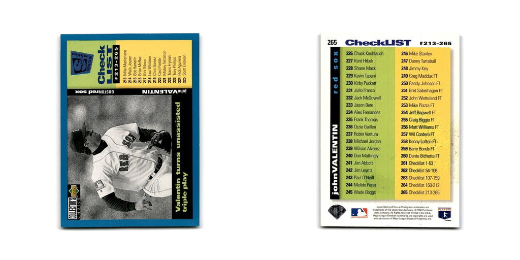 John Valentin 1995 Collector's Choice SE #265 Checklist Baseball Card NM