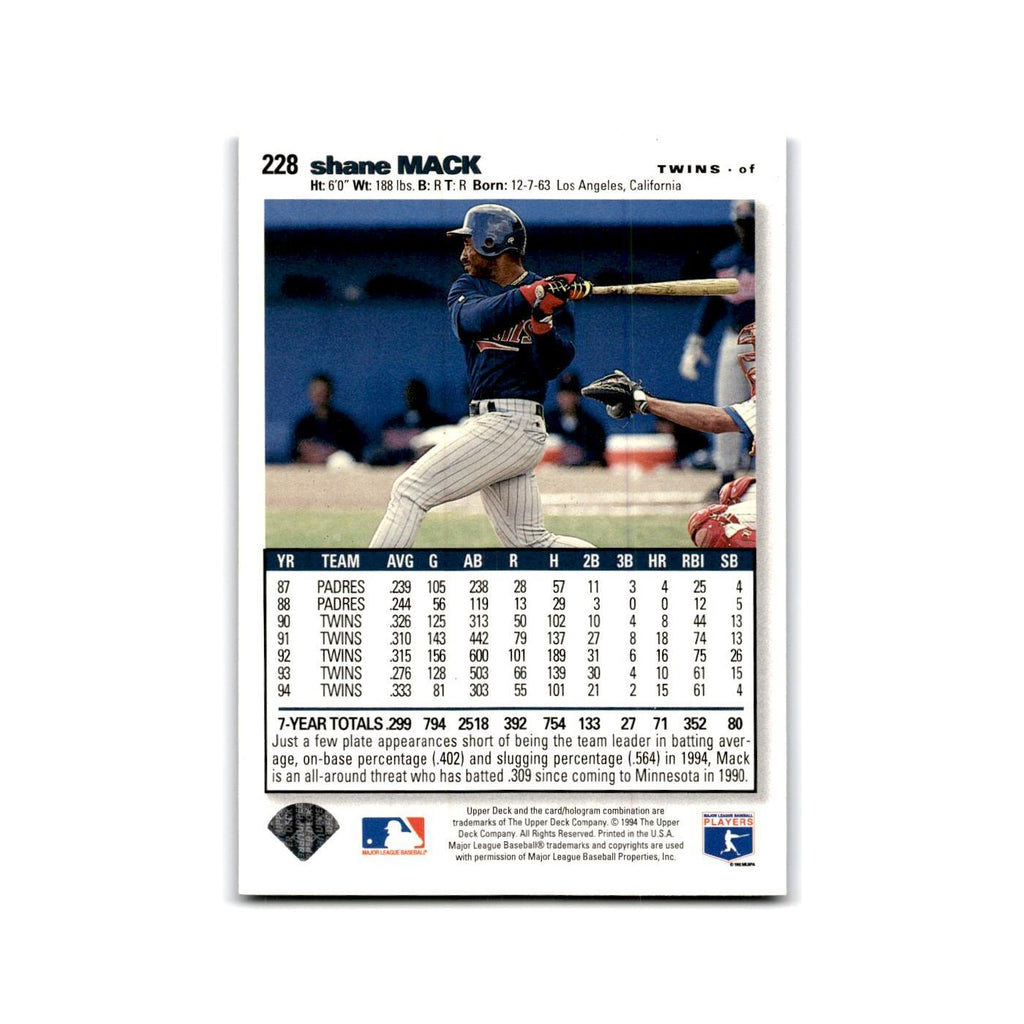 Shane Mack 1995 Collector's Choice SE #228 Minnesota Twins Baseball Card NM