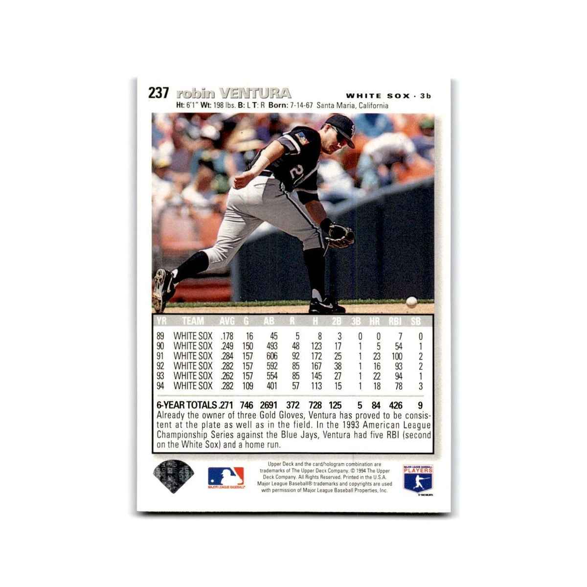 Robin Ventura 1995 Collector's Choice SE #237 Chicago White Sox Baseball Card NM