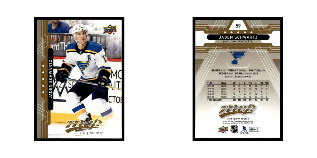 Jaden Schwartz 2018 Upper Deck MVP #59 St. Louis Blues Hockey Card NM