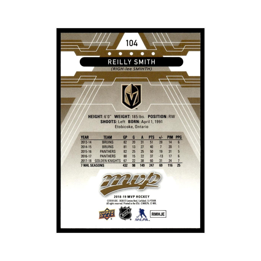 Reilly Smith 2018 Upper Deck MVP #104 Vegas Golden Knights Hockey Card NM