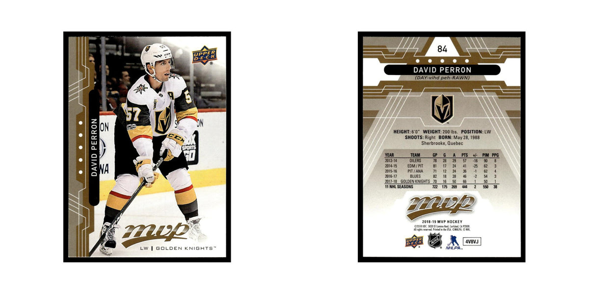 David Perron 2018 Upper Deck MVP #84 Vegas Golden Knights Hockey Card NM