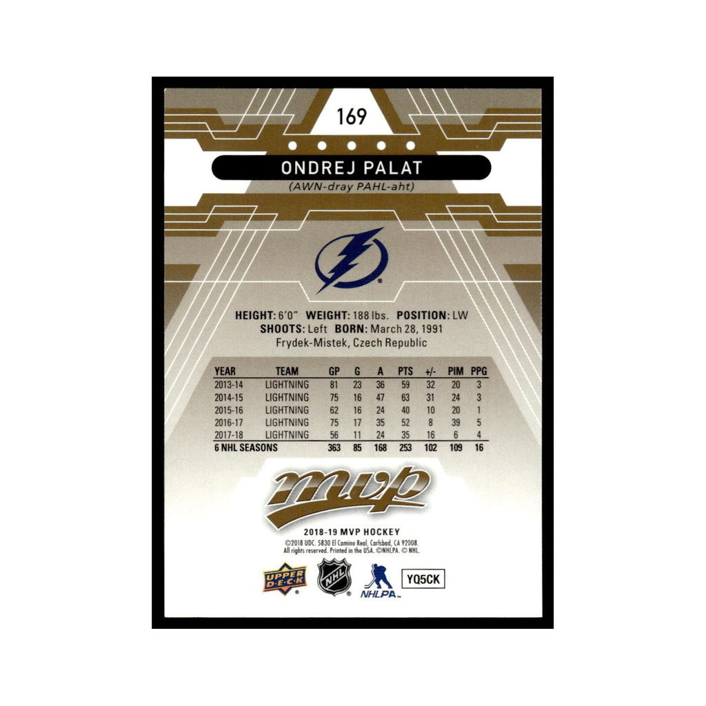 Ondrej Palat 2018 Upper Deck MVP #169 Tampa Bay Lightning Hockey Card NM