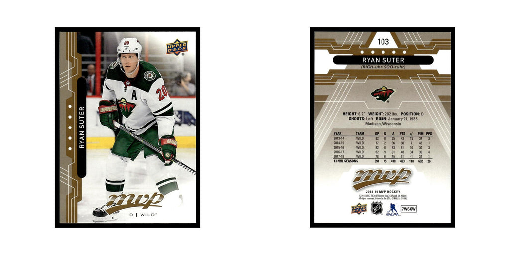 Ryan Suter 2018 Upper Deck MVP #103 Minnesota Wild Hockey Card NM