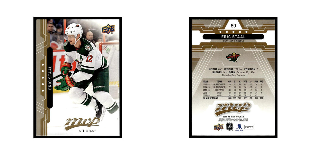Eric Staal 2018 Upper Deck MVP #80 Minnesota Wild Hockey Card NM