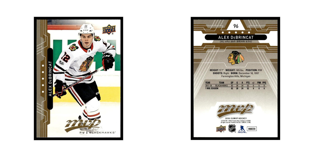 Alex DeBrincat 2018 Upper Deck MVP #96 Chicago Blackhawks Hockey Card NM